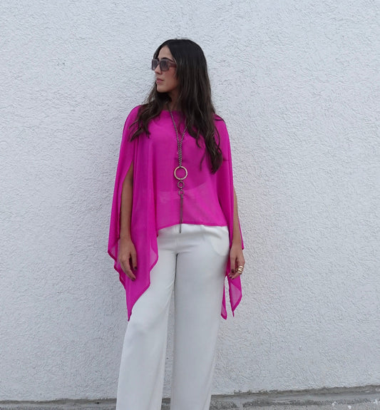 Poncho indonesia fucsia