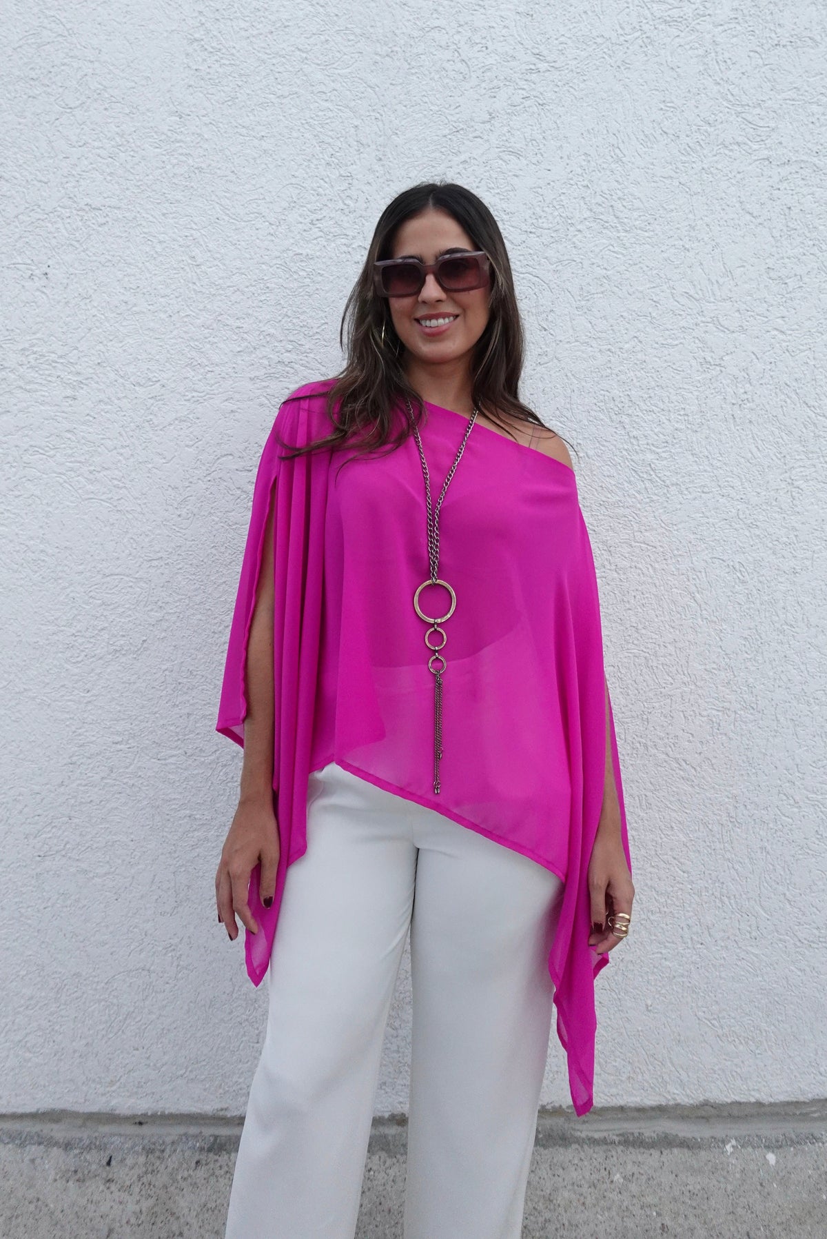 Poncho indonesia fucsia