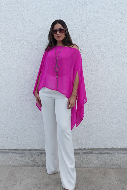 Poncho indonesia fucsia