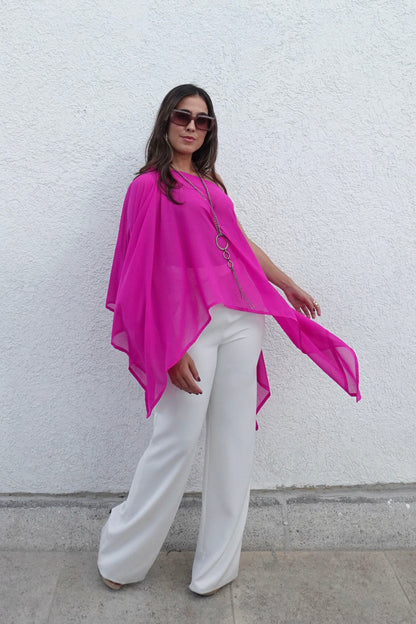 Poncho indonesia fucsia
