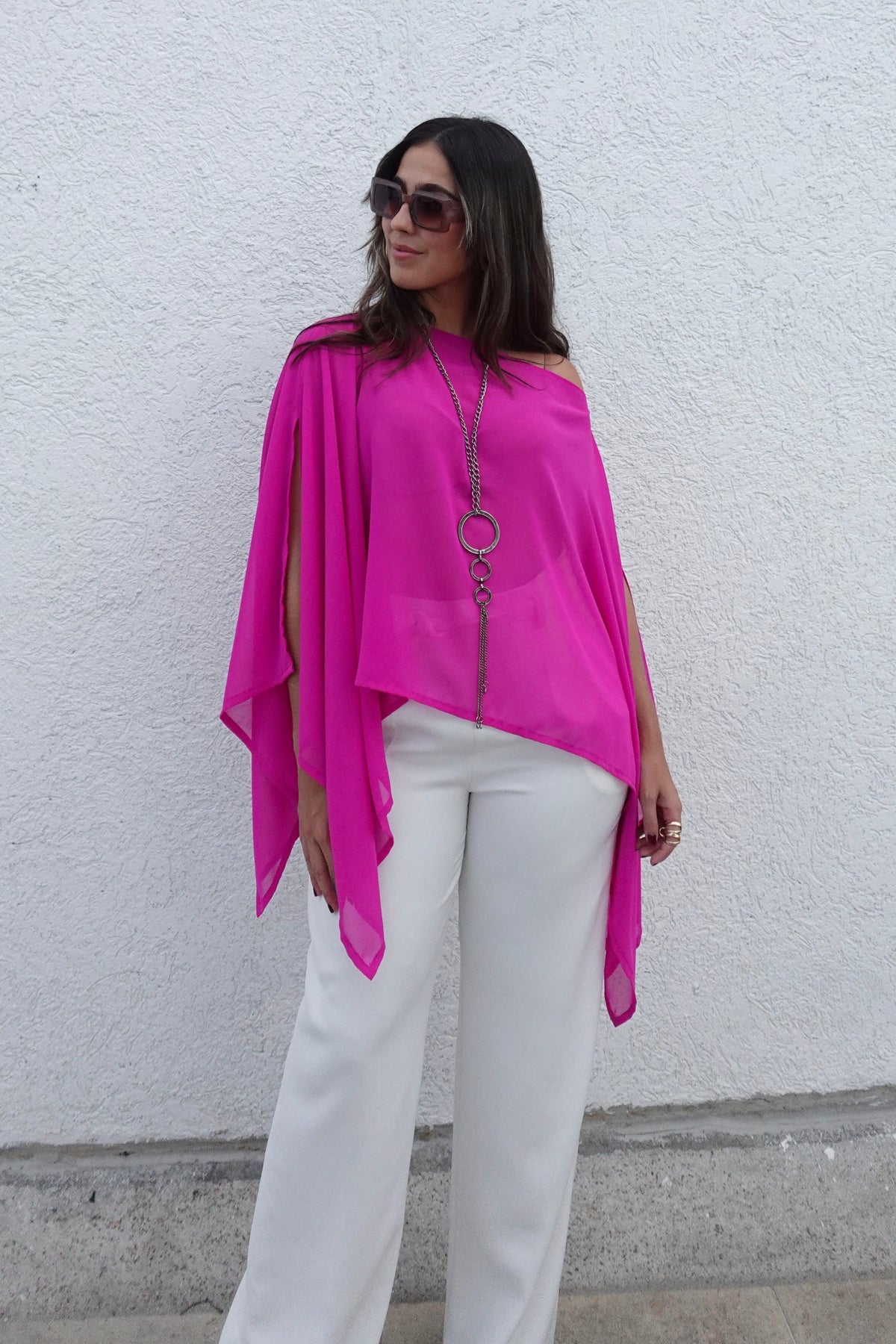 Poncho indonesia fucsia