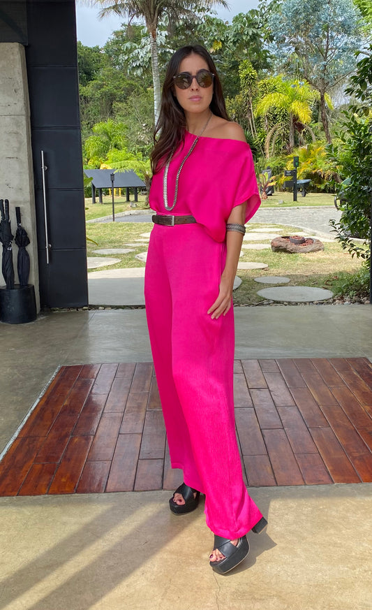Conjunto Dual: blusa y pantalón en poliéster suave para eventos elegantes