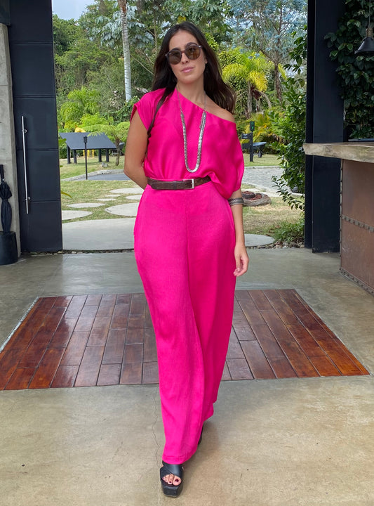 Conjunto Dual: blusa y pantalón en poliéster suave para eventos elegantes